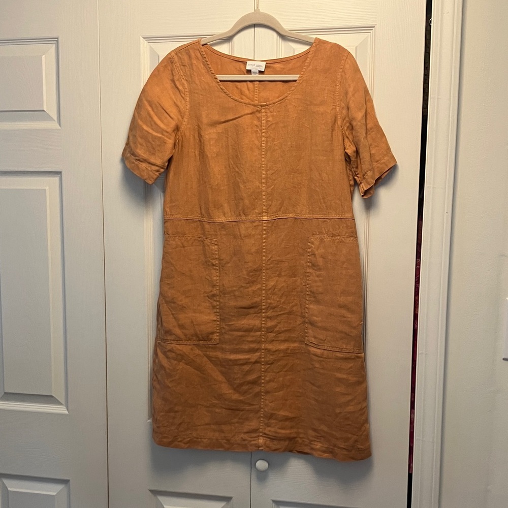 Terracotta Linen Shift Dress